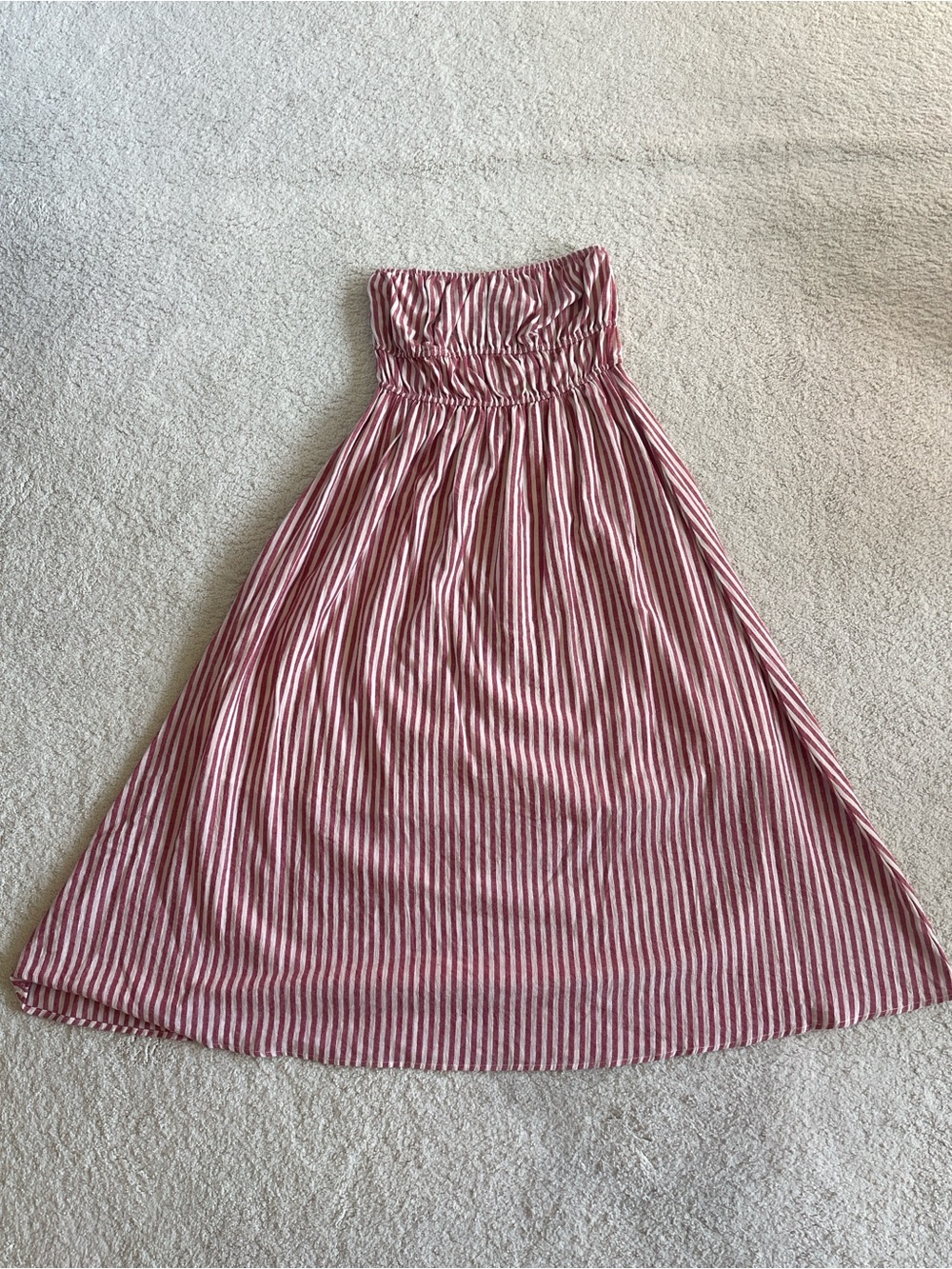 By Together Red and White Strapless A-Line Maxi Skirt